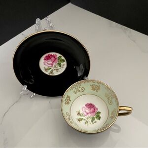 Black Rose Cup & Saucer - Windsor Bone China